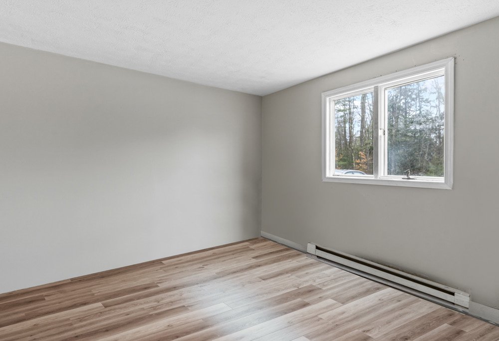 Bright living room with new flooring